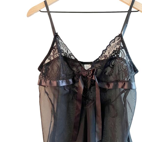 Vintage Movie Star Inc Black Lingerie Teddy Slip Medium - Picture 2 of 7